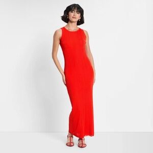NWT Women's Open Back Maxi Sweater Dress - Future Collective Red XS NEW WITH TAG